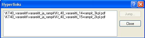 HUOM! Jotkut varareiteistä kulkevat osan matkasta samaa reittiä. Jos klikkaat salamatyökalulla varareittiä kohdasta missä kulkee useampi reitti, ilmestyy seuraavanlainen näkymä.