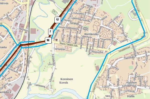6) KEVYEN LIIKENTEEN VÄYLÄT Karttaikkunassa kevyen