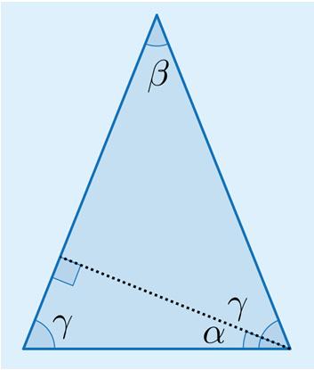 Huippu 3 Tehtävien ratkaisut Kustannusosakeyhtiö Otava päivitetty 14.9.016 b) Tasakylkisen kolmion kantakulmat ovat yhtä suuria. Merkitään kantakulmaa kirjaimella γ. 1 Osoitetaan, että α = β.