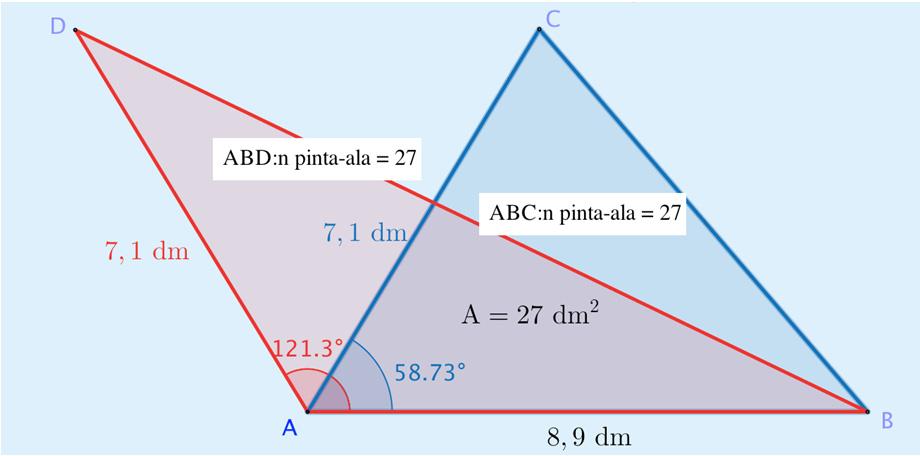 Huippu 3 Tehtävien ratkaisut Kustannusosakeyhtiö Otava päivitetty 14.9.016 SYVENNÄ YMMÄRRYSTÄ 64. a) Kolmion pinta-ala on A = 1 4,4 cm 5,3 cm sin16 = 9,433.