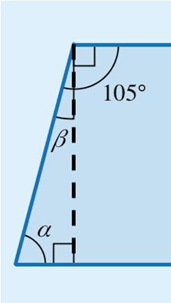 (Kulman voi myös laskea piirtämällä suorakulmainen kolmio 105 :n kulman päälle.