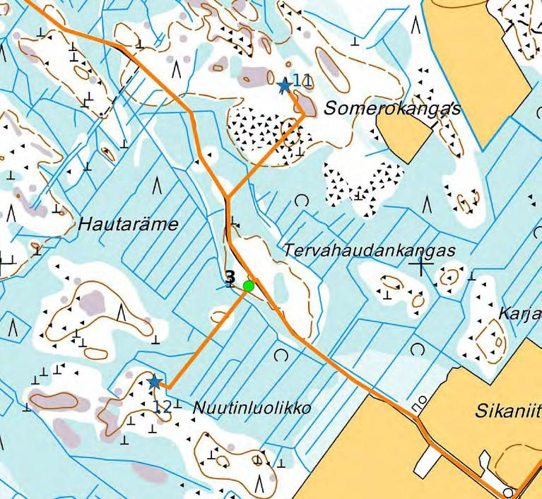 Keski-Pohjanmaan ArkeologiaPalvelu Kalajoki Läntisten tuulipuisto 2015 14 Kartta 8. Kohde 3 Tervahaudankangas tervahauta. Esihistorialliset kohteet 4.