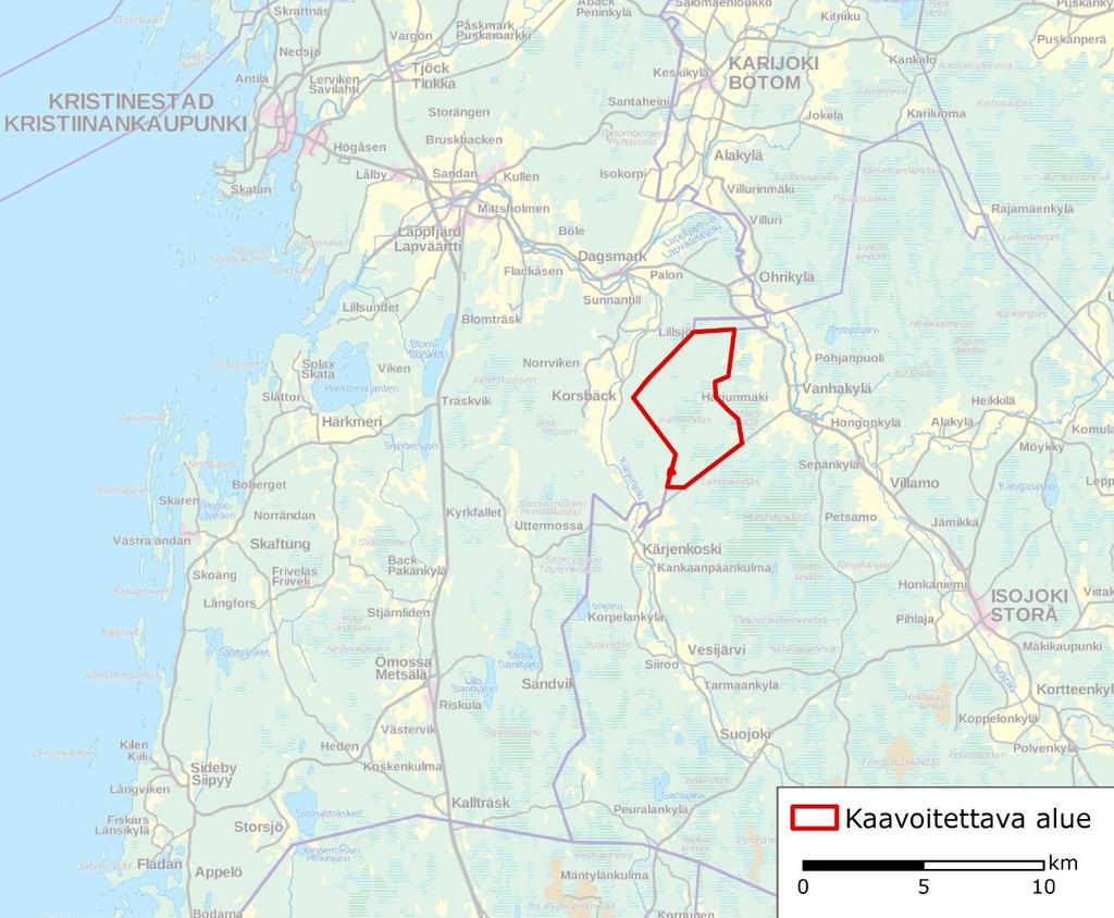 FCG SUUNNITTELU JA TEKNIIKKA OY OAS 2 (17) Kuva 1. Suunnittelualueen likimääräinen sijainti punaisella aluerajauksella.