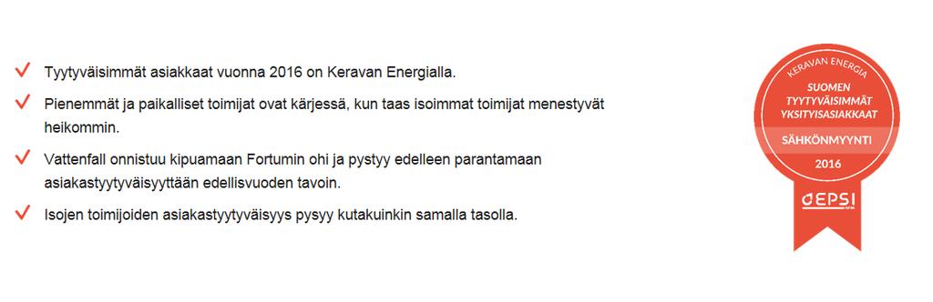 EPSI rating, sähkön vähittäismyynti