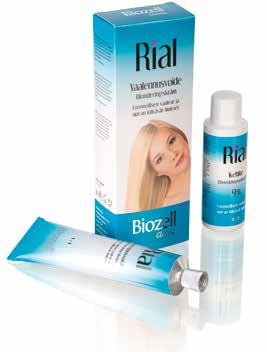 RIAL VAALENNUSVOIDE Rial on hellävarainen hiuksille ja helppo käyttää. Kehitetty pohjoismaiselle hiuslaadulle sopivaksi. Uudistetussa Rial Vaalennusvoiteessa on tuttu hoitava koostumus.
