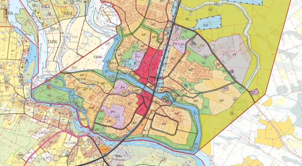 Maanteiden 18136, 18137 ja 18178 parantaminen Pyhäjoen taajamassa, Pyhäjoki 8 Kuva 5. Ote Pyhäjoen keskustan osayleiskaavasta 2025. 1.4.