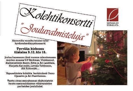 joulukahvit kastamisineen, joululauluja La 29.11. Joulutori Vammalan srk-talossa klo 10.30-12.