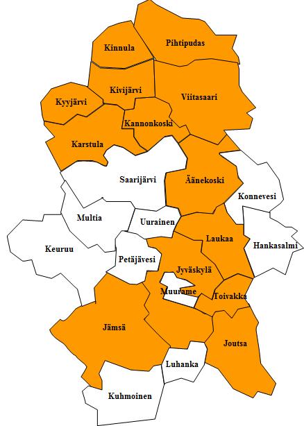 HANKEKUNNAT Kunta Asukasluku 12/2016 Joutsa 4 671 Jyväskylä 138 780 Jämsä 21 259 Kannonkoski 1 435 Karstula 4 235 Kinnula 1 699