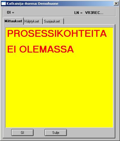 Kyseinen näkymä avautuu aina silloin, jos looginen nimi poikkeaa prosessikohteiden tietokannassa olevasta nimestä.