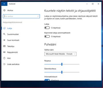 Windows 10 käyttöjärjestelmän helppokäyttötoiminnot ja asetukset Windowsin asetukset on keskus, jossa voit mm.