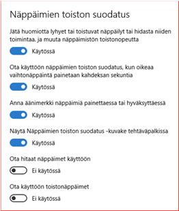 Näppäimistö Näyttönäppäimistö aktivoidaan täältä.