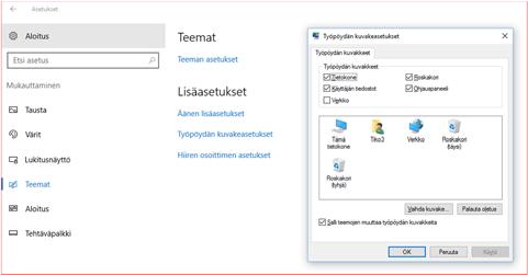 Windows asetukset Mukauttaminen Mukauttaminen Taustan