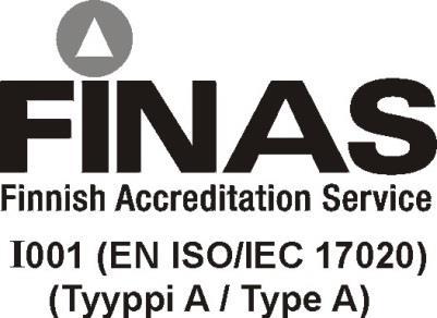 I001 Liite 1.21 / Appendix 1.21 Sivu / Page 1(5) AKKREDITOITU TARKASTUSLAITOS ACCREDITED INSPECTION BODY INSPECTA TARKASTUS OY Tunnus Code I001, liite 1.21 I001, App. 1.21 Yksikkö tai toimintoala Department or section of activity Osoite Address (Sörnäistenkatu 2) PL 1000 00581 HELSINKI (Sörnäistenkatu 2) P.