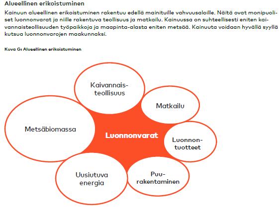 Kainuun erikoistuminen Lähde: Owalgroup: Kainuu, Alueellisten