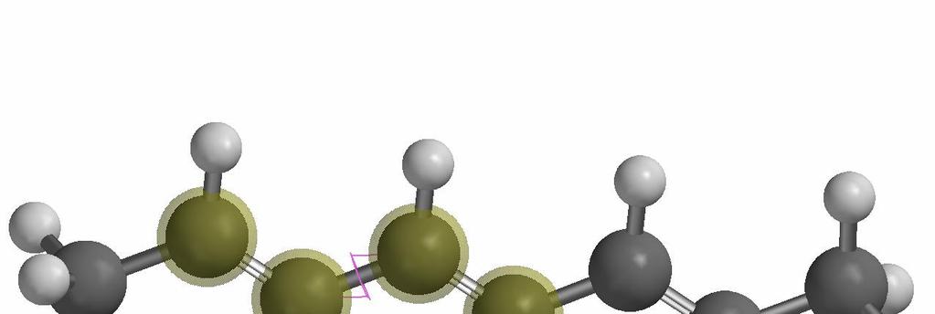 3. Mallinnetaan molekyylin potentiaalienergia - Valitse Geometry Constrain Dihedral - Klikkaa hiiliatomeja, joiden suhteen tapahtuvaa torsioliikettä tarkastellaan (kuva 9) valitut molekyylit