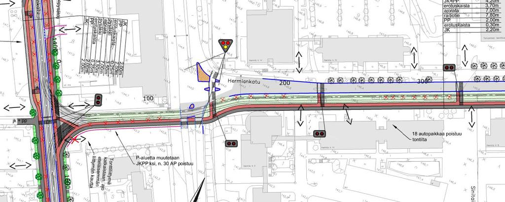 Yhteys Insinöörinkadulta Hervannan valtaväylälle, PLV 0-300 Liikennevalot