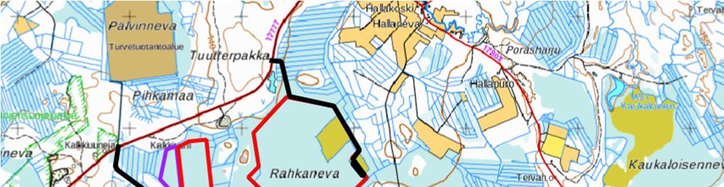 Kuva 4. Turpeen kuljetusreitit hankealueilta. 3.4.5 Toiminnassa käytettävät aineet ja syntyvät jätteet Tuotanto- ja kunnossapitokoneissa käytetään polttoaineena diesel- ja polttoöljyä, ja koneissa tarvitaan voitelu- ja hydrauliikkaöljyjä.
