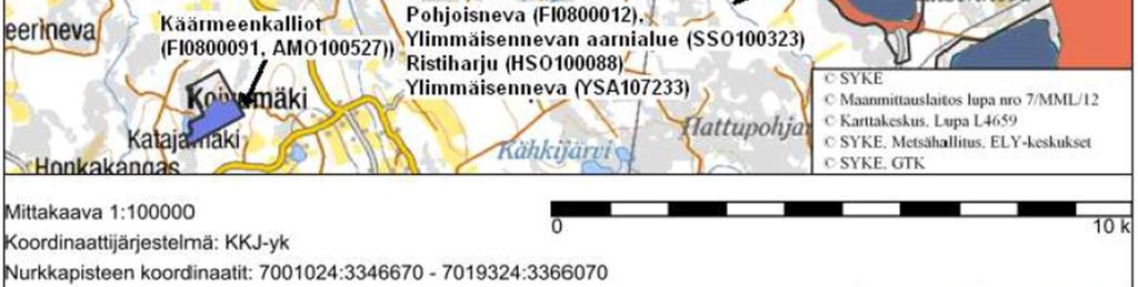 Hankealueiden ympäristössä noin 0 5 km etäisyydellä on kuitenkin ojittamattomia avosoita sekä puustoisia soita, jotka tarjoavat korvaavia elinympäristöjä hankealueilla