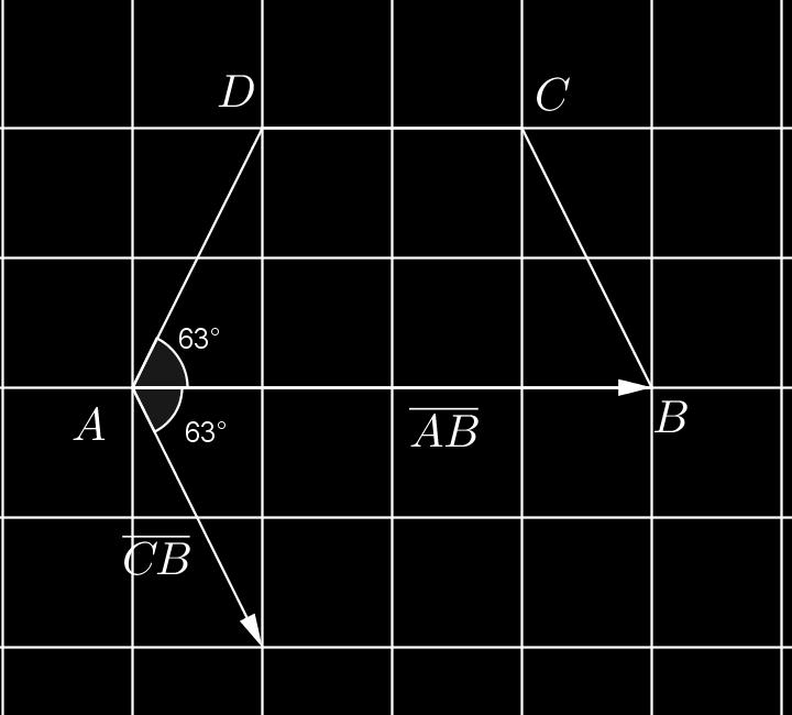 c) Siirretään vektori CB alkamaan samasta pisteestä kuin vektori AB.