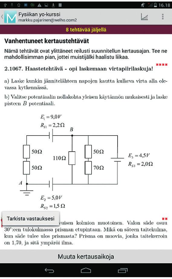 Tavoiteviivaa voi siirtää vetämällä vasemmassa ja oikeassa reunassa näkyviä palloja. Punaisella merkitty edistymiskäyrä puolestaan piirtyy sitä mukaa, kun opiskelija merkitsee tehtäviä tehdyiksi.