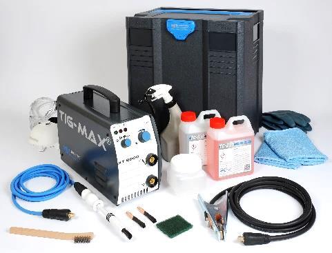 Ruostumattoman teräksen puhdistuslaitteet TIG-MAX XT 6000 -ruostumattoman teräksen puhdistuslaite Tuotenumero: 2014145 Sisältää tarvikkeet: 1 TIG-MAX XT -kaapeli,integroidulla kahvalla, sininen, 3 m,