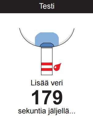 3. Käynnistä mittalaite työntämällä testiliuska mittalaitteseen (kuva