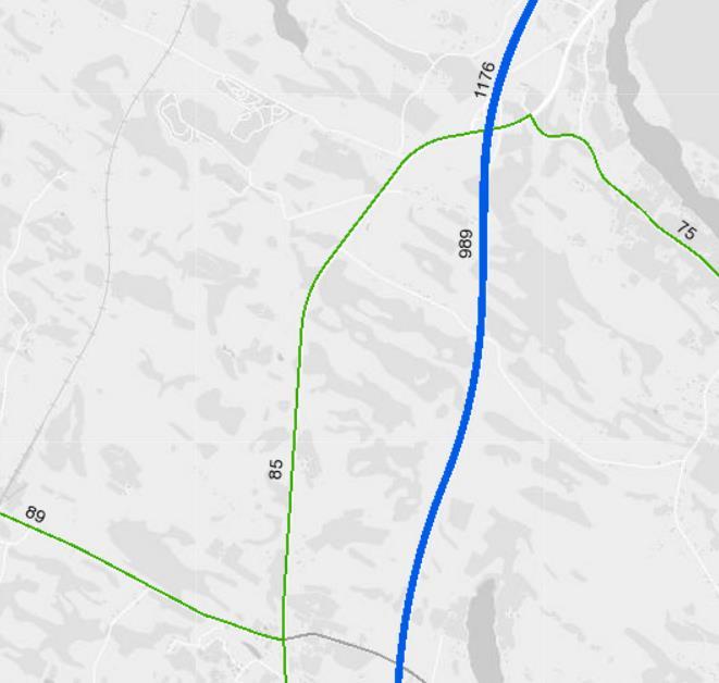 Kuva 11. Keskimääräinen raskaan ajoneuvoliikenteen kokonaismäärä (vuorokausiliikenne ajoneuvoa/vrk) v.