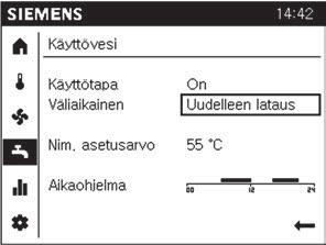 HUOM! Odota säätöjen välillä vuorokausi, jotta lämpötilat ehtivät asettua. 10.6 Lämmityskäytön valinta Lämpöpumppua voidaan käyttää eri käyttötavoilla. Käyttötapojen erona ovat lämpötilat.