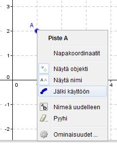 GeoGebrassa on työväline Ura pisteen jättämän jäljen