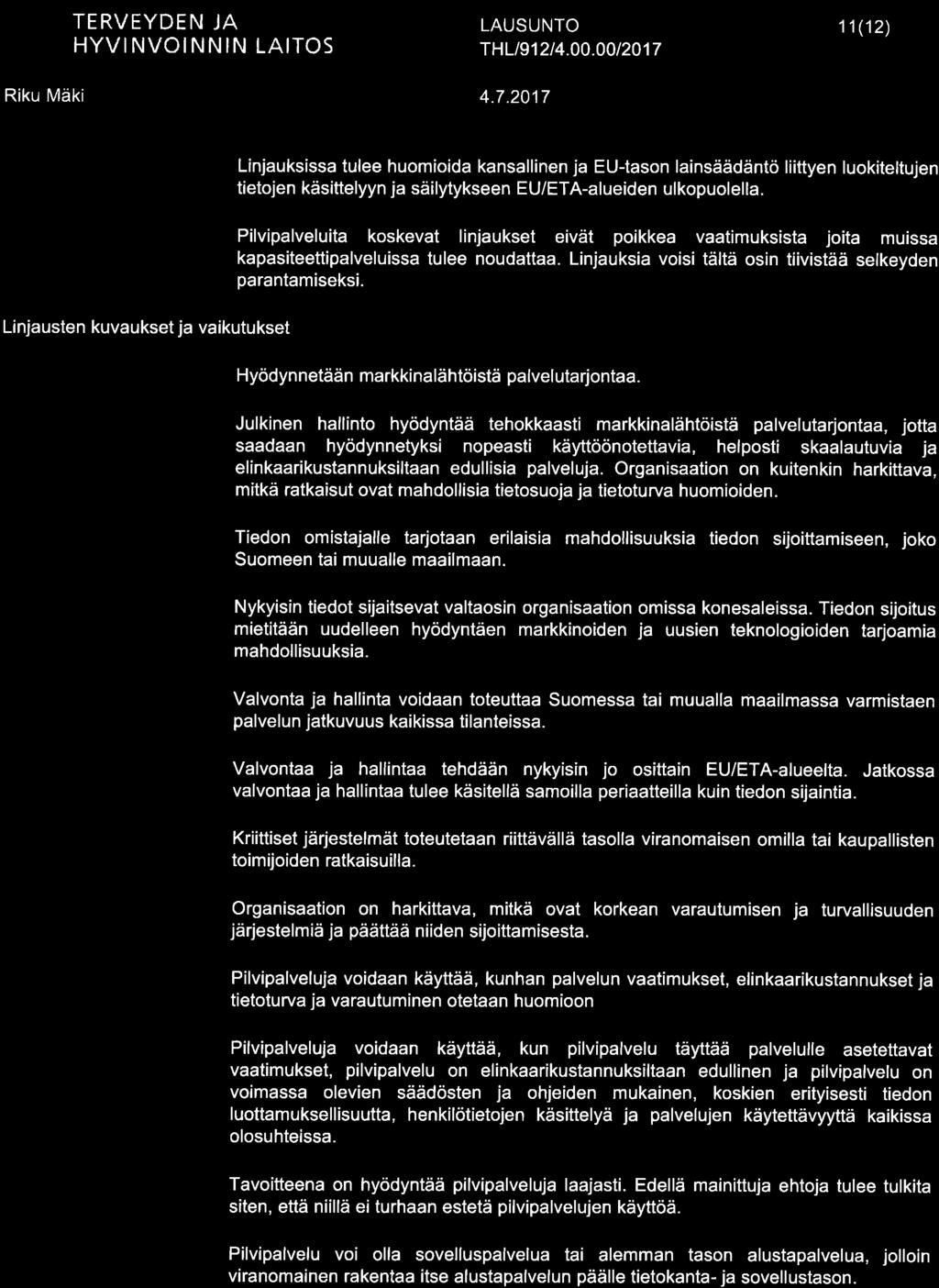 f,i TERVEYDEN JA \./ HYVINVOINNIN LAITOS IHL191214.00.