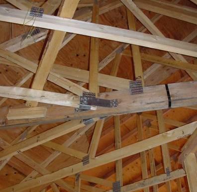 If the inner roof has been inclined wooden beams are used.