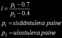 ALB säätösuhde Säätösuhteen i ja paineiden yhteys on eri venttiileillä erilainen, esimerkiksi viereisen kaavan mukainen Säätösuhde ei siis ole pelkästään sisään tulevan paineen suhde ulostulevaan