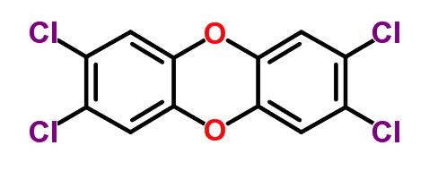 6 Kuva 2. TCDD (2,3,7,8-tetraklooridibentso-p-dioksiini). [18] Dioksiinien toksisella vasteella on, yksittäin jyrsijöiden kohdalla, suuria eroavaisuuksia lajien, kantojen ja sukupuolten välillä.