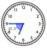 c) 15 minuuttia eli neljäsosatuntia vastaava tuntiviisarin kiertymä on 30º 4 =