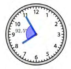 d) 5 minuuttia vastaava tuntiviisarin kiertymä on 30º 12 = 2,5º.