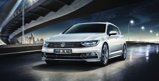 tummennetut led-takavalot. Sedanin tavoin myös Passat Variant R-inen keula on saanut urheilullisen muotoilun.