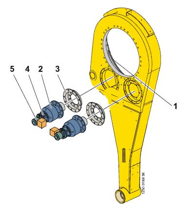 24 Kuva 12: FLT01:n puomiston heilurivarressa oleva kääntöyksikkö (Atlas Copco 2010).