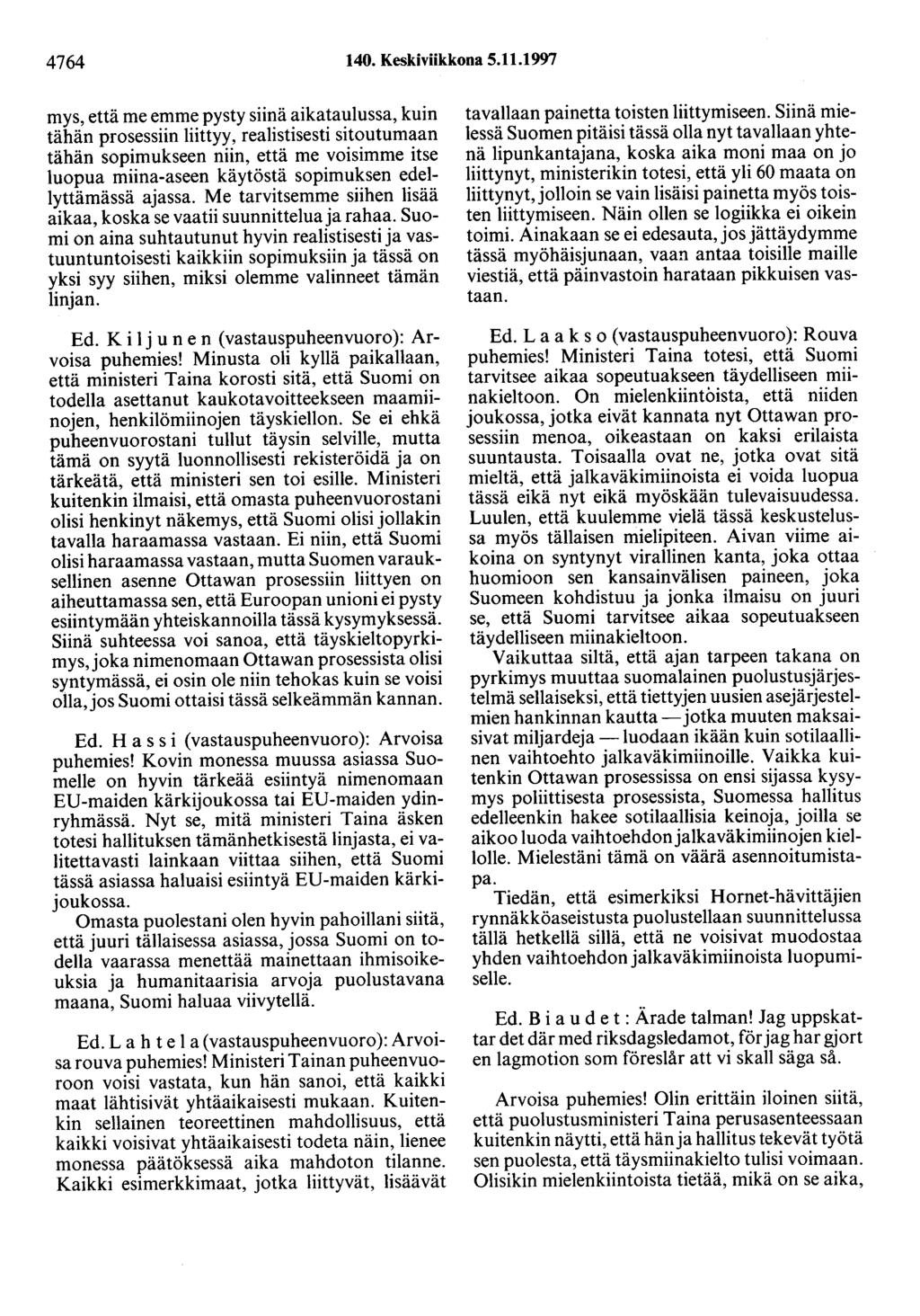 4764 140. Keskiviikkona 5.11.