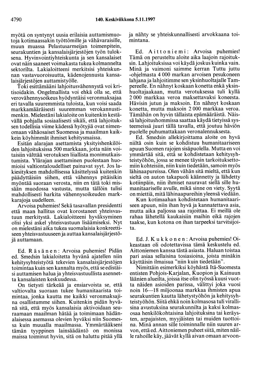 4790 140. Keskiviikkona 5.11.