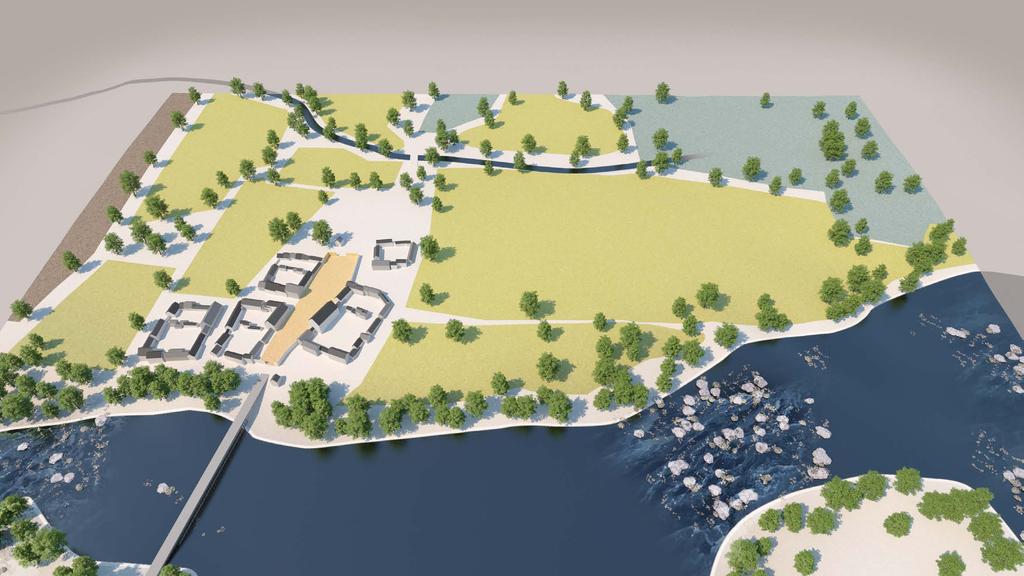 Maisema Tampereen läheltä vuodelta 1818. (kuva: Vapriikin kuva-arkisto) Tammerkosken kylä 1600-luvun alkupuolella Jouko Seppäsen rekosntruktion perusteella.