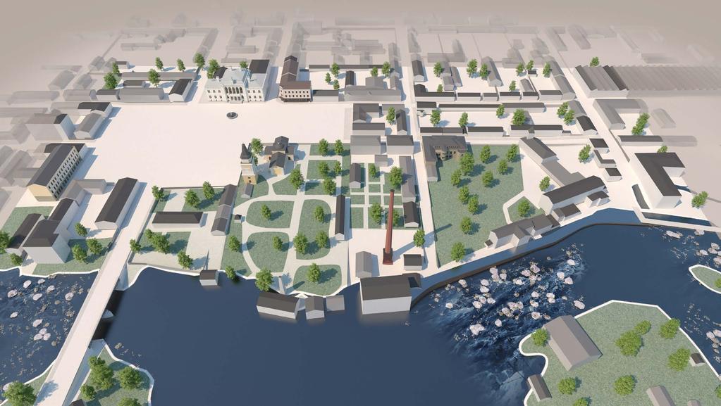 Kuvat vasemmalta oikealle: Kylpylaitos Tammerkosken länsirannalla, nykyisen Kirjastonpuiston rannassa