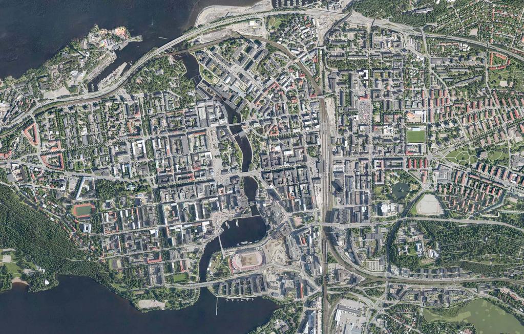 Ilmakuva Tampereen keskustasta (kuva: