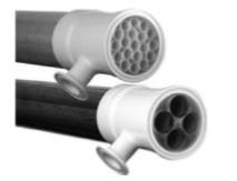 Kuva 9 Putkimoduulisuodatin, putkien määrä ja halkaisijan koko vaihtelee (Berk, Z. 2008. Tubular membrane module. Food Process Engineering and Technology. Elsevier. Viitattu 15.9.2015 Saatavissa Elsevier-tietokannassa: http://app.
