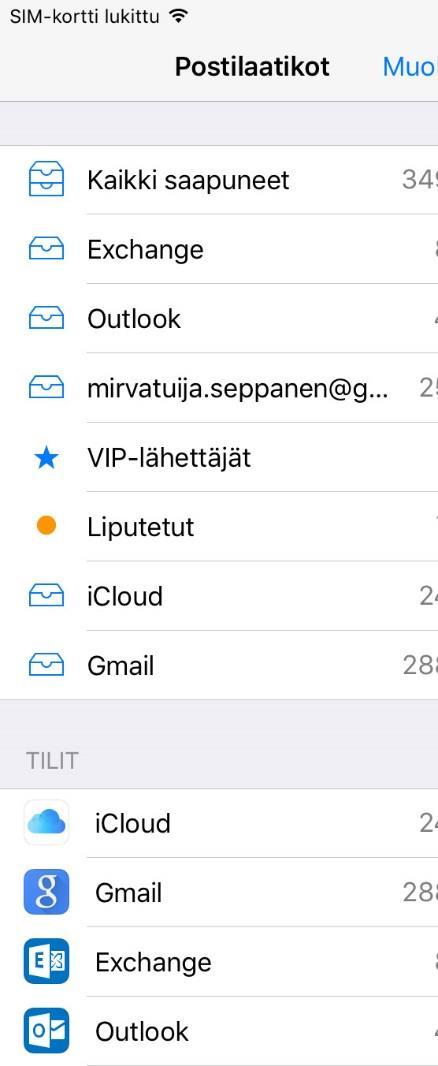 Kuinka käytän sähköpostia 2? Viestin lukeminen Mail-kuvakkeen päältä näet kuinka monta lukematonta sähköpostia on tullut 1. Napauta Mail-kuvaketta 2.