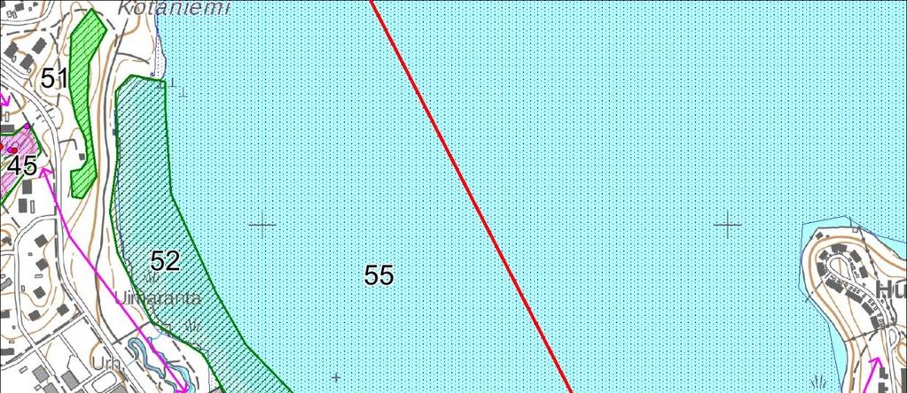 30 Kuva 17. Sammonlahden luontokohteet (51-54) sekä liito-oravaesiintymät, liitooravahavainnot ja liito-oravien mahdolliset kulkuyhteydet (violetilla).