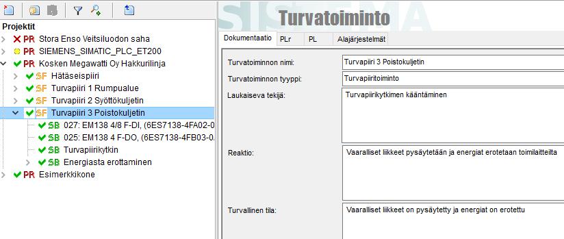 Kuviossa 24 on syöttökuljettimen turvatoiminnon toteuttava järjestelmä.