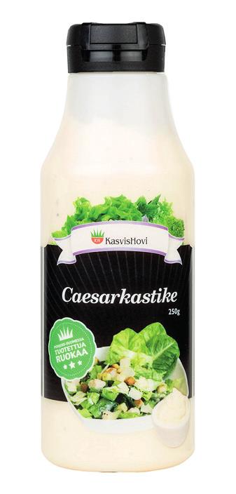 Caesar-kastike 250g Mangoraja 250g Kasvishovin omalla reseptillä tehty Caesar-kastike.Viimeistelee kotikeittiössä itsetehdyt salaatit.