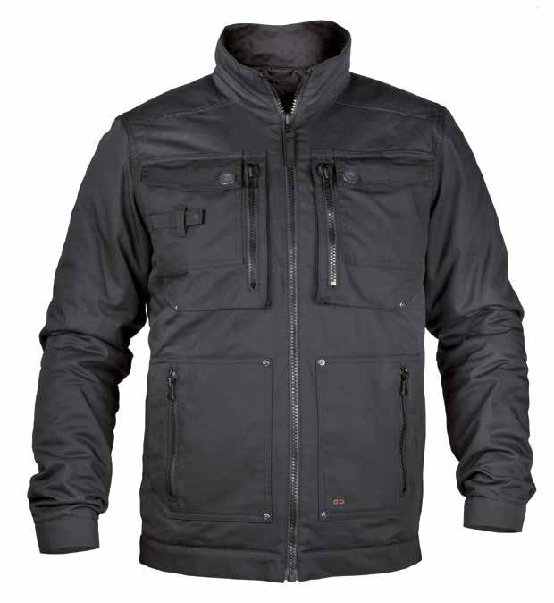 TAKIT ERIKOISOMINAISUUDET J56 VANTAGE JACKET Kevyt toppaus: 90 g/m 2 Kangas, joka sisältää 50 % Corduraa ja 50 % puuvillaa, vastaa ankarien työolojen asettamiin haasteisiin D-rengas piilossa