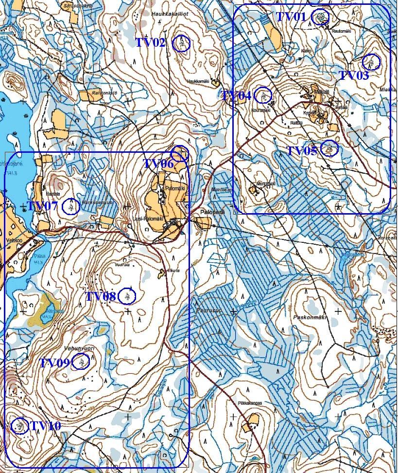 Multian alue Multialla olevat mäet nousevat selkeästi muuta ympäristöään korkeammalle Kuvassa olevat voimalan paikat