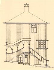 maaseurakunnan kirkossa. Mikko Mercklingin mukaan talo on saanut vaikutteita Bergamosta 74. Kuva 36. Casa Laurén, Jyväskylä (suunniteltu 1925, rakennettu 1927-28). Eteläpääty.